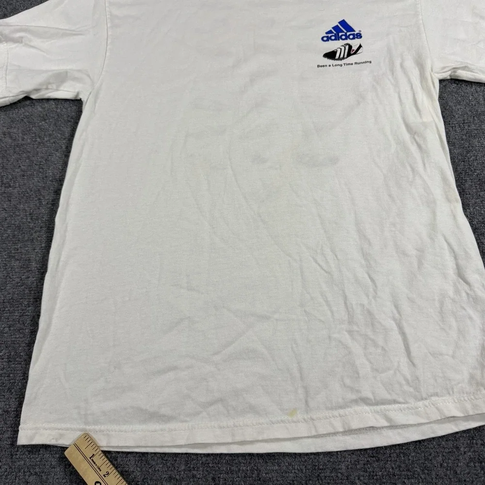 Vintage Adidas Track T Shirt Mens Medium White Graphic 90s Track Cleat History